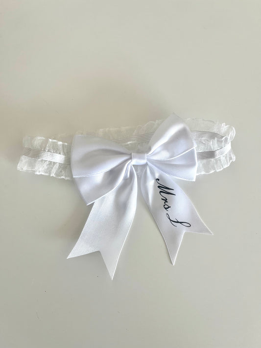 Personalised Satin Lace Bow Garter - Wifey Studio