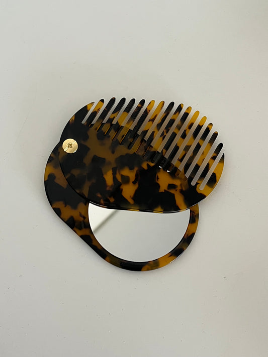 Leopard Print Travel Mirror/Comb