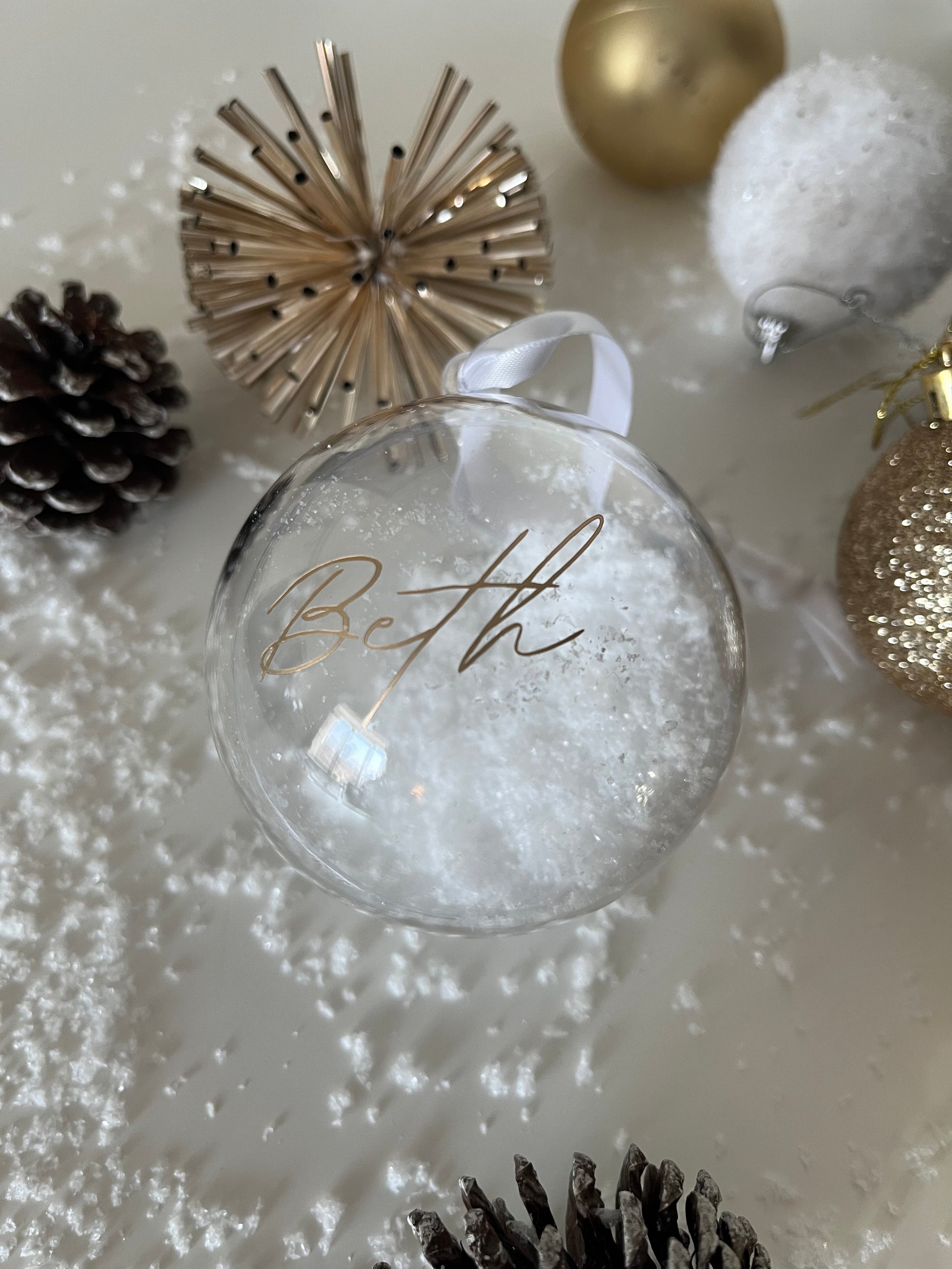 clear snow bauble for christmas trees