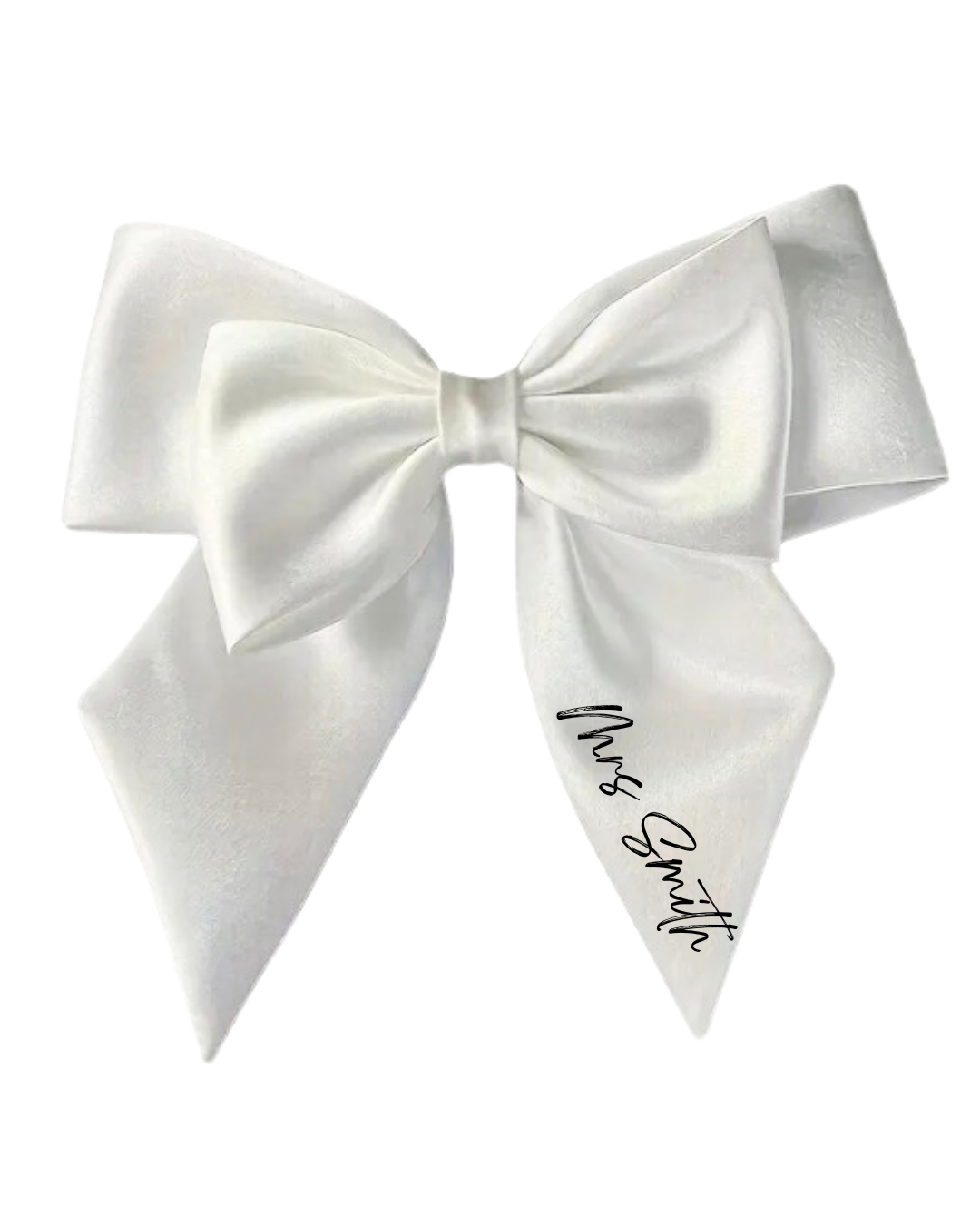 White bride bow with personalised text